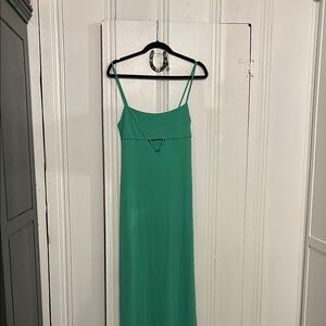 Elegant Green Spaghetti Strap Dress